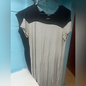 Black and white striped t-shirt dress